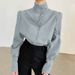 Women's Long-Sleeved White Shirt With Chinese-Style Stand Collar, Elegant For Work, Casual, And Fashion_ecoleips.com