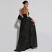 Strapless Silver-Toned Gown – High Waist A-Line Evening Dress With Detachable Neck Scarf (Black/Khaki, S-L)_ecoleips.com