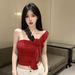 Purely Alluring Irregular Ruffle One-Shoulder Camisole For Women, New Summer Design With Three-Dimensional Floral_ecoleips.com