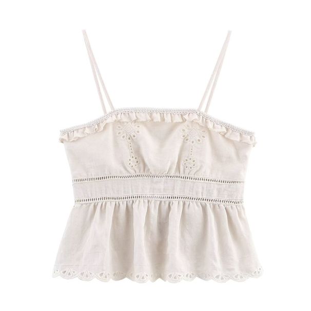 ZARW's Self-designed Fashionable Hollow-out Embroidered Camisole Top Skirt Set, European And American Style New Summer_ecoleips.com