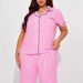 Women's Striped Collar Pajamas Set Autumn Fashionable Home Wear Short Sleeve High Waisted Pants_ecoleips.com