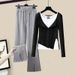 Women’s Clothing Spring And Autumn New Women's Suits Two Piece Tops Bottoming Shirts Split Wide Leg Casual Pants Design Three Piece Suit_ecoleips.com