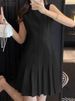 ZANZEA Womens Elegant Pleated Hem Mini Dresses Fashion O-Neck Sleeveless Fitted Waist Robes Femme OL Commuting Solid Vestidos_ecoleips.com