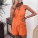 Women's Clothing Fashion Casual V Neck Irregular Vest Shorts Suit_ecoleips.com