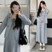 Autumn New Korean Fashion Cardigan + Strap Two-Piece Maternity Dress_ecoleips.com