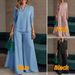 Elegant Women's Two-Piece Pant Set - V-Neck Long Sleeve Top & Wide-Leg Pants For Office & Casual Wear_ecoleips.com