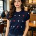 Real Shot: Exquisite Unique Star-Embroidered Round-Neck Short-Sleeve Knit Brand Logo For Women, New Summer Style, Versatile And_ecoleips.com