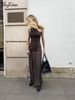 Hugcitar Women Elegant Solid Sleeveless Bandage Pleated Sexy Maxi Prom Dress Bodycon Summer Women Clothes Evening Party Vacation_ecoleips.com
