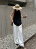 Slack Linen Wide-leg Pants Summer Loose Versatile Drawstring Straight White Casual Trousers Korean Fashion 2026_ecoleips.com