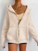 Women's Clothing Zip-Up Hooded Cardigan Coat - Soft Polyester Blend, Relaxed Fit, V-Neck, Pockets, Lightweight & Stylish (Dark Brown, Black)_ecoleips.com