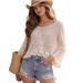 Women's Loose Cover Up Knitted Top Crochet Hollow Out Design American Style Spring Summer Outerwear For Ladies_ecoleips.com