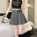 High Waisted Black Wool Pleated Mini Skirt with Belt Anti Exposure Design Korean Style Versatile A-Line Women's Bottoms_ecoleips.com