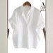 2025 Summer New Korean Short Fit Stylish Hong Kong Style Versatile Top Loose Bat Sleeve Collar Shirt_ecoleips.com