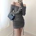 WG073 New Cross-Border Sexy Off-Shoulder Collared Long-Sleeve For Spring And Autumn, Slim-Fit Waist-Cinching Pure Desire_ecoleips.com
