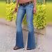 High Waist Vintage Denim Flare Pants For Women – Retro Workwear Style, Slim Fit, Stretch Comfort, Fashionable Bell Bottoms (Deep Blue, Light Blue)_ecoleips.com
