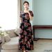 Summer Bohemian Long Waist Slimming Middle-aged Women 50 Mom Artificial Cotton Dress_ecoleips.com