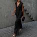 Women's Clothing Cotton V Neck Sleeveless Top Vest Trousers Suit Female New Solid Color Temperament Commuting Two Piece Suit_ecoleips.com