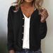 Versatile V-Neck Button-Up Knit Cardigan For Women - Soft Acrylic Blend, Comfort Fit, Long Sleeve, Casual & Chic_ecoleips.com