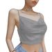cross-border Foreign Trade European And American Women's Clothing: Casual Off-shoulder Glittery Mini Tank Top,_ecoleips.com