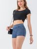 K High Waisted Yoga Denim Shorts For Women, High Stretch Compression Sports, Wearing Fitness Three Quarter Pants For Outdoor Wear_ecoleips.com