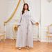 Elegant Embellished Abaya Dress For Women - Long Sleeve Muslim Prayer Dress With Rhinestone Detailing - Modest Loose Fit Dubai Islamic Fashion_ecoleips.com