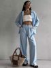 Aria Basics 2026 Cross-Border European And American Women's Solid Color Cardigan With Pockets Casual Wide-Leg Pants Set_ecoleips.com
