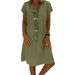 Summer Short Sleeve V Neck Printed Long Dress European American Style Fashion Versatile Womens Casual Wear Daily Dress_ecoleips.com