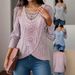 Women's Clothing Autumn Solid Color Lace Stitching Round Neck Women's Long Sleeve T_ecoleips.com