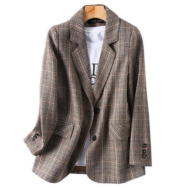 Plaid Small Suit Women's Spring And Autumn New Loose Casual Suit Jacket Women_ecoleips.com
