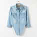 K Fringed Knotted Sleeve Denim Shirt For Women Short Thin Jacket_ecoleips.com