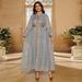 Women's Clothing Embroidery Trumpet Sleeve Pullover Elegant Long Skirt_ecoleips.com