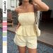 Verve Diyun Casual Simple Strapless Ruffle Shorts Set Women's Fashion 2025 Summer_ecoleips.com