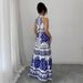 Women's Clothing New Fashion Off Shoulder Classic Porcelain Print A Line Elegant Dress_ecoleips.com