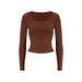 AE054 European Size Simple Long-sleeve T-shirt For Women, Spring And Autumn Design, Slim Fit, Versatile Base Layer Top_ecoleips.com