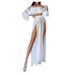 Beach Long Sleeve High Waist 2021 Set Strapless Dress Women's Fashion European And American Top Sexy Lazy Style_ecoleips.com
