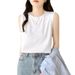 Simple Cotton-spandex Sleeveless Tank Top For Women, Classic Loose Casual Shirt, Summer Round-neck Vest Base T-shirt_ecoleips.com