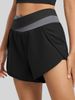 K Color Blocked Women's Running, Fitness, Breathable Side Pockets, Anti Glare, Fake Two-piece Yoga Sports Shorts_ecoleips.com