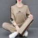 Women's Printed Round Neck Sportswear Set - Slim Fit Long Sleeve Hoodie & Jogger Pants For Running, Casual & Workout_ecoleips.com