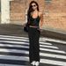Women's Clothing Women's Style Slim Fit Solid Color Backless Tank Top And Casual Leggings Set Autumn Fashion_ecoleips.com