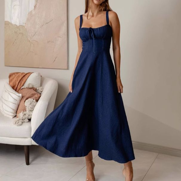 New European And American Style Spaghetti Strap Dress, Cross-border 2025 Summer Fashion Sexy Backless Sleeveless_ecoleips.com
