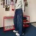 Retro Large Pocket Curved Blade Jeans Men's Autumn New Style High Street Design Loose Slim Straight Wide Leg_ecoleips.com