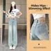 Women's High-Waisted Slim Fit Straight Leg Jeans Lightweight Summer Fashion Washed Blue Distressed Slimming Wide Leg Pants_ecoleips.com
