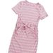 Women's Clothing Pregnant Women Striped Waist Tie Bow Casual Fashion Dress Short Sleeves_ecoleips.com