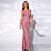 Women's Clothing Middle East Solid Color U Neck Sequined Sling High Waist Evening Dress Fishtail Skirt Long Skirt Dress_ecoleips.com