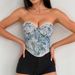 French-Inspired Lace-Up Bustier Top – Vintage Floral Print Corset Cami For Women (S/M/L) – Black/Blue/Red/Pink & More_ecoleips.com