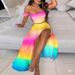 Women's Clothing Slim French Bohemian Print Mid Length Retro Tube Top Suit Dress For Women_ecoleips.com