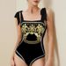 Women's Clothing new style style retro hot spring positioning printed swimsuit sexy lace one piece swimsuit two piece set_ecoleips.com
