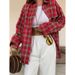 Laid-Back Spring Style: A Versatile Plaid Shirt With Turned-Down Collar For Work And Casual Wear_ecoleips.com