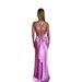 Women's Sexy V Neck Backless Lace Up Satin Maxi Dress – Elegant Party Evening Gown_ecoleips.com