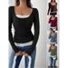 Leather Lace Long-Sleeved Patchwork Women's Slim-Fit T-Shirt Tops Wholesale For Plus-Size Women_ecoleips.com